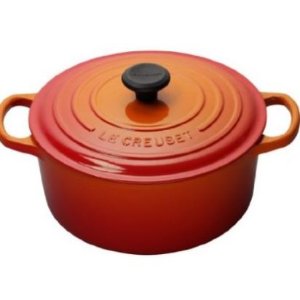 Le Creuset 8.4升酷彩圆形铸铁法式焖烤锅，橘红色