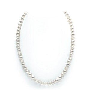 The Pearl Source 14K金AAAA级圆形淡水珍珠项链，18英寸长度
