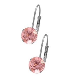 Elite Jewels 6mm 施华洛世奇水晶元素淡粉色水晶耳环