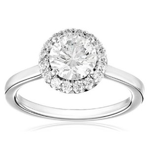 GIA专业认证 14k 白金钻石订婚戒指（size 6）