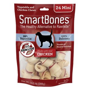 SmartBones迷你鸡肉味洁齿骨/狗零食24支袋装