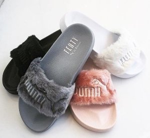 grey fenty slides