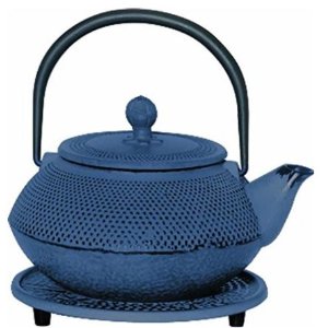 G&H Tea Services 20oz 铸铁蓝色茶壶带茶壶架