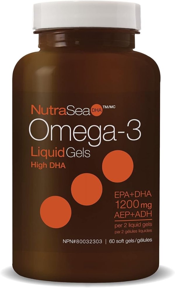 NutraSea DHA欧米伽-3补充脂肪酸液体胶囊清新薄荷味60粒装