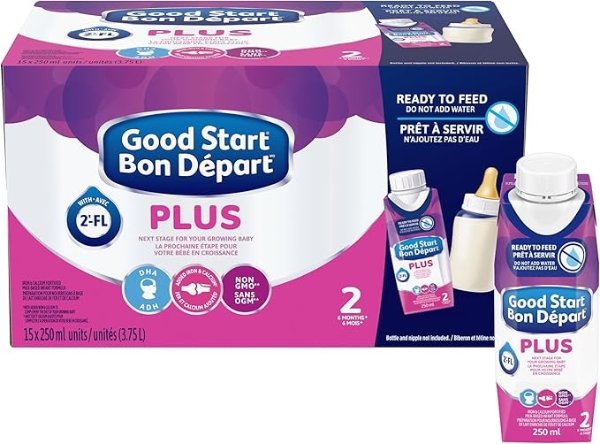 GOOD START PLUS 2 Ready-to-Feed Nurser Bottles, Baby Formula, No Mixing, Easy to Digest, DHA For Brain & Eye Development, With 2'-FL, 15x250mL : Amazon.ca: Grocery & Gourmet Food