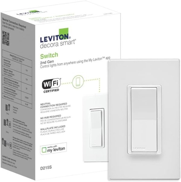 Leviton Decora新款智能Wi-Fi开关 支持语音控制与智能平台