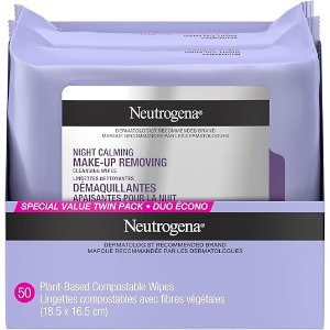 Neutrogena夜间镇静卸妆清洁湿巾 25片 携带方便