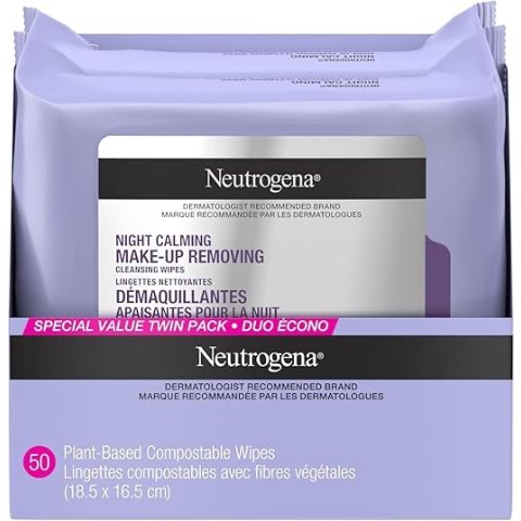 Neutrogena夜间镇静卸妆清洁湿巾 25片 携带方便