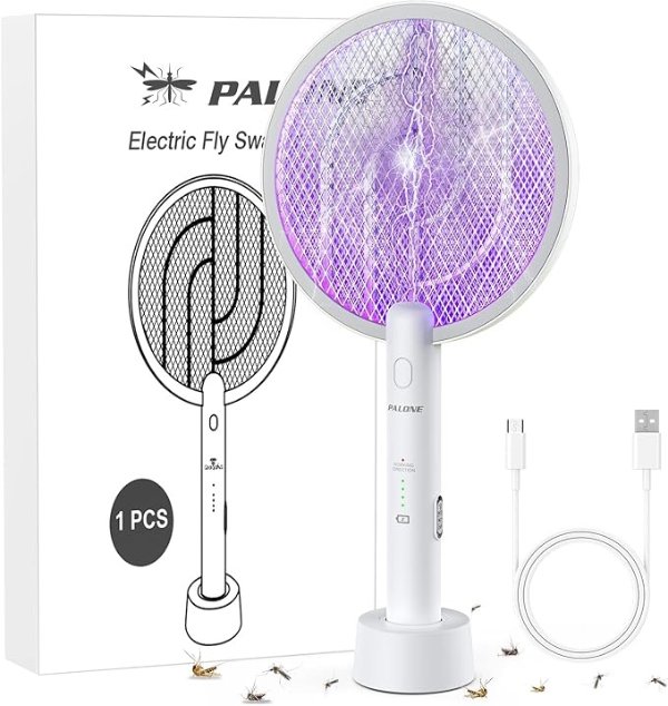 PALONE 3000V电蚊拍 紫光模式自动吸引蚊虫 有效灭杀