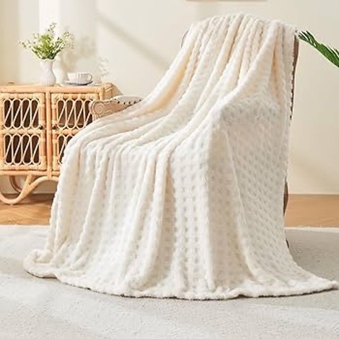 Lotus Karen 华夫格绒毯 奶油白高颜值