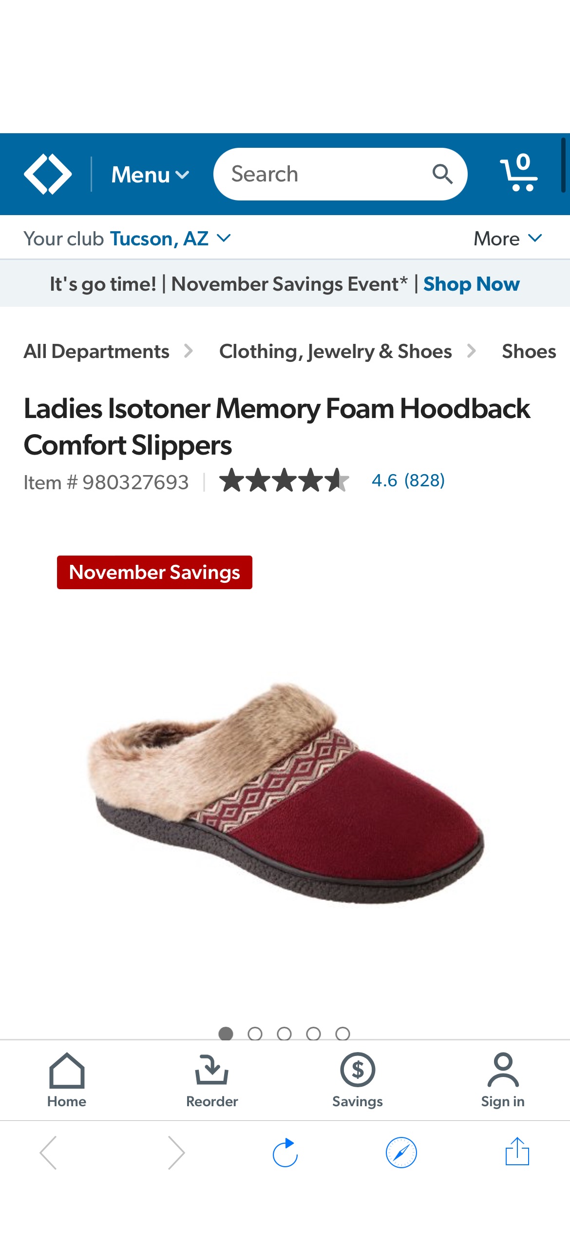 ladies isotoner memory foam hoodback comfort slippers sam's