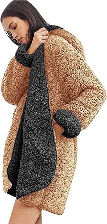 Les umes 冬季女士羊毛连帽外套 像在被窝里 起床了又好像没起
