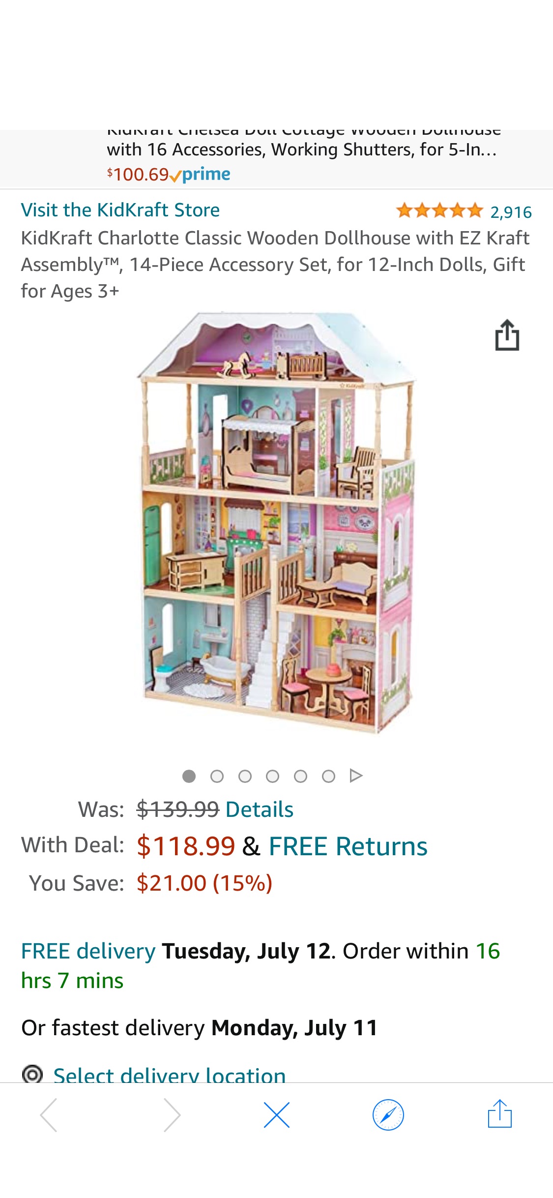 com kidkraft charlotte classic wooden dollhouse with ez kraft