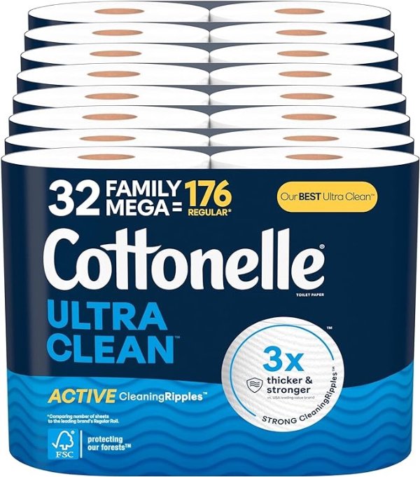 Cottonelle Ultra Clean 32卷加厚卫生纸 1卷顶3卷！