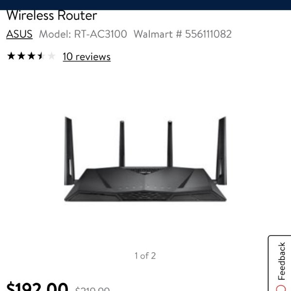$192 walmart asus rt-ac3100 ieee 802.11ac ethernet 无线路由器