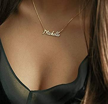 Name Necklace, sterling silver cursive font name necklace, same day shipping: Amazon.ca: Handmade