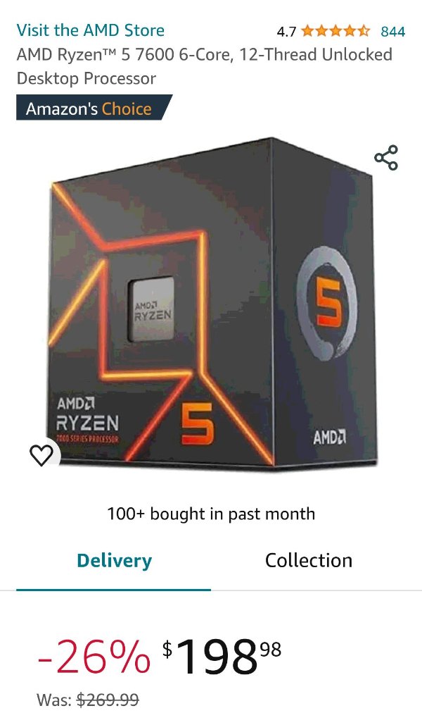 AMD Ryzen™ 5 7600 6核12线程解锁 台式机处理器