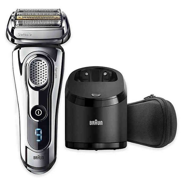 braun series 9-9295cc wet dry electric shaver in chrome bed