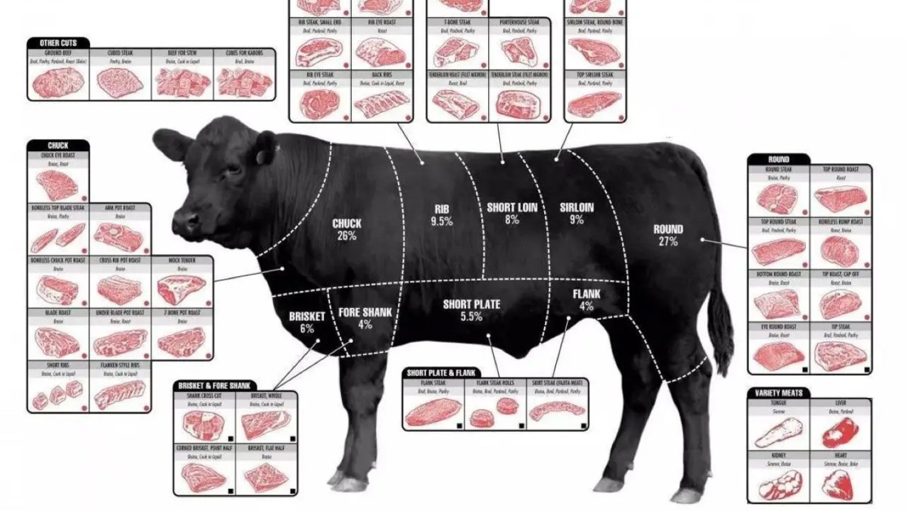 1分钟搞定 | 澳洲超全牛肉部位选购烹饪指南（一）