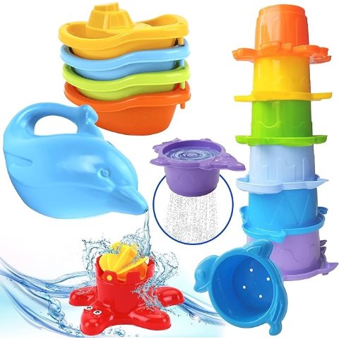 12 件彩虹堆叠杯婴儿沐浴玩具