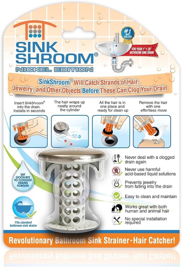 SinkShroom 硅胶洗手台毛发阻挡器