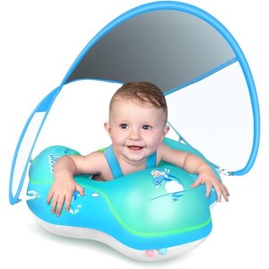 LAYCOL 婴儿游泳浮床带 UPF50+ 带遮阳篷