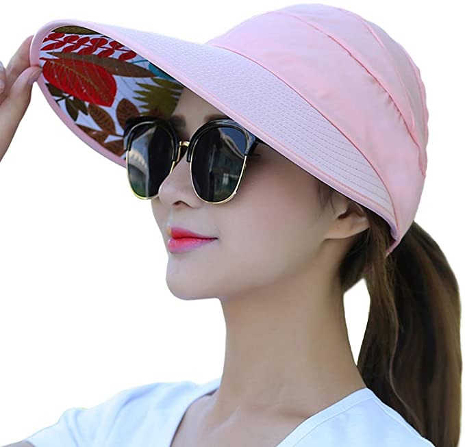 muryobao 女士太阳帽可折叠宽边卷起开放式顶帽紫外线防护遮阳帽夏季