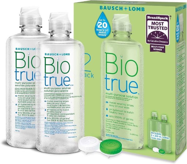 Biotrue 隐形眼镜护理液 300ml 2瓶装 有效清洁消毒