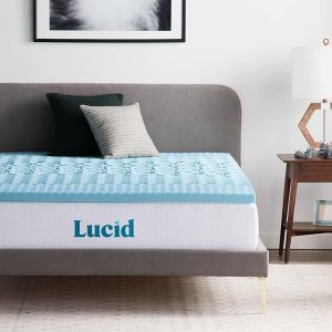 💥史低价💥：LUCID 2英寸 凉感凝胶记忆海绵床垫Topper