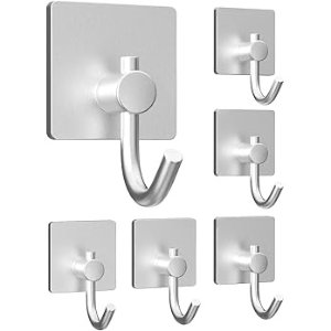 susswiff 不锈钢防锈 自粘挂钩 6个装 墙壁、门上、浴室全可
