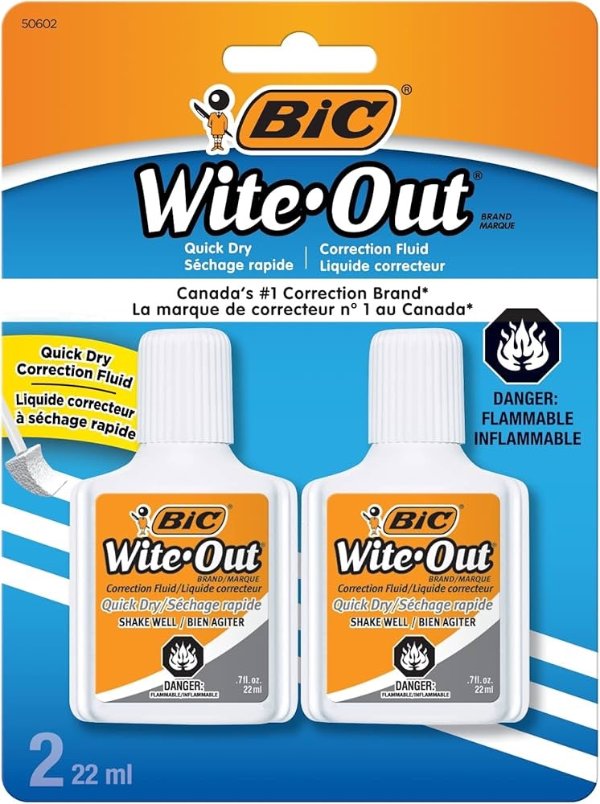 BIC Wite-Out 快干修正液 2支装 返校必备