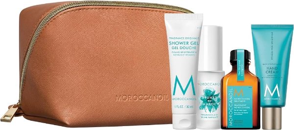 Moroccanoil 爆款发油+护手霜+发喷+沐浴露+收纳 旅行套装