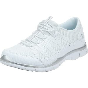 Skechers 女式Gratis-Strolling 球鞋 5号 银白配色