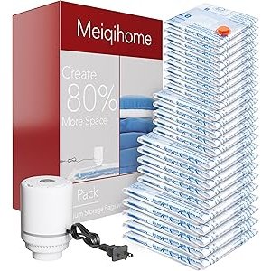 闪购：MEIQIHOME 真空收纳袋 24个 送电动抽气泵 年底大扫除必备！