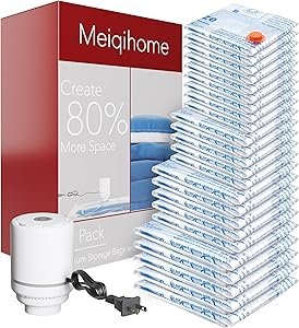 MEIQIHOME 真空收纳袋 24个 送电动抽气泵 年底大扫除必备！