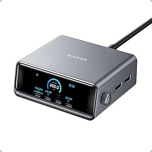 Anker 250W 6口GaN充电站 2英寸LCD屏 智能旋钮