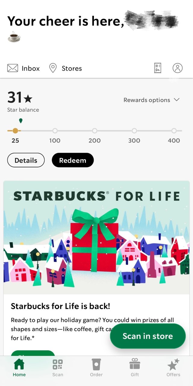 Starbucks送终生免费喝咖啡☕️！...