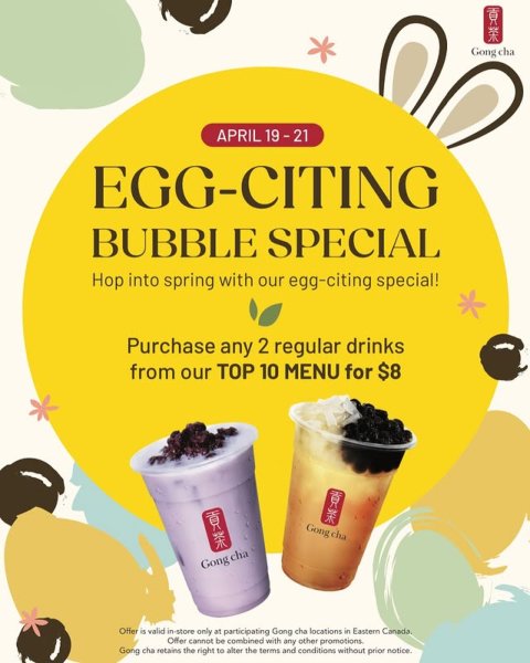 Gong Cha任意两杯🥤$8❗️今天最后一天⏰