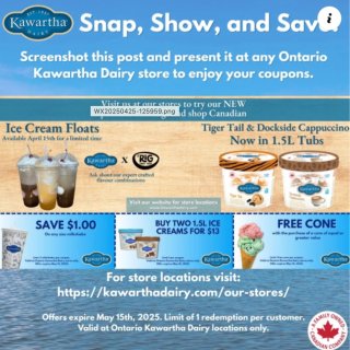 Kawartha💥春季优惠冰淇淋🍦免费送...