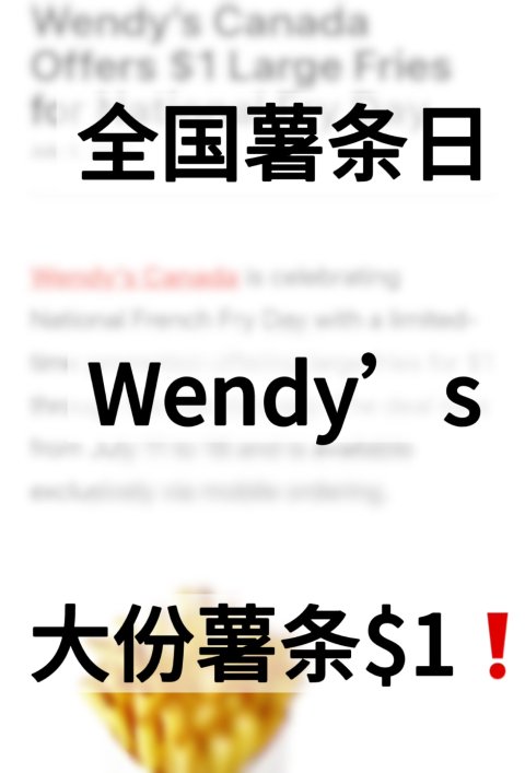 Wendy’s大份薯条$1🍟！Frosty 冰淇淋 $0.99