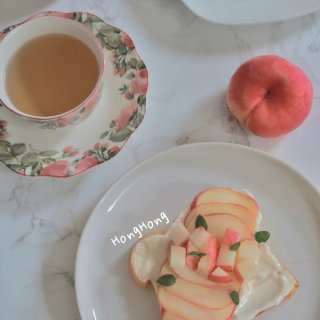 ☀️｜美丽的食物🍑桃子酸奶吐司🍞...