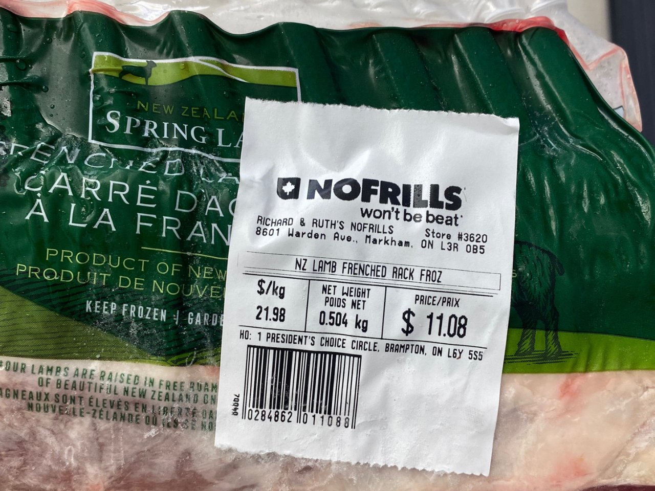 No Frils羊架特價9.97/磅...