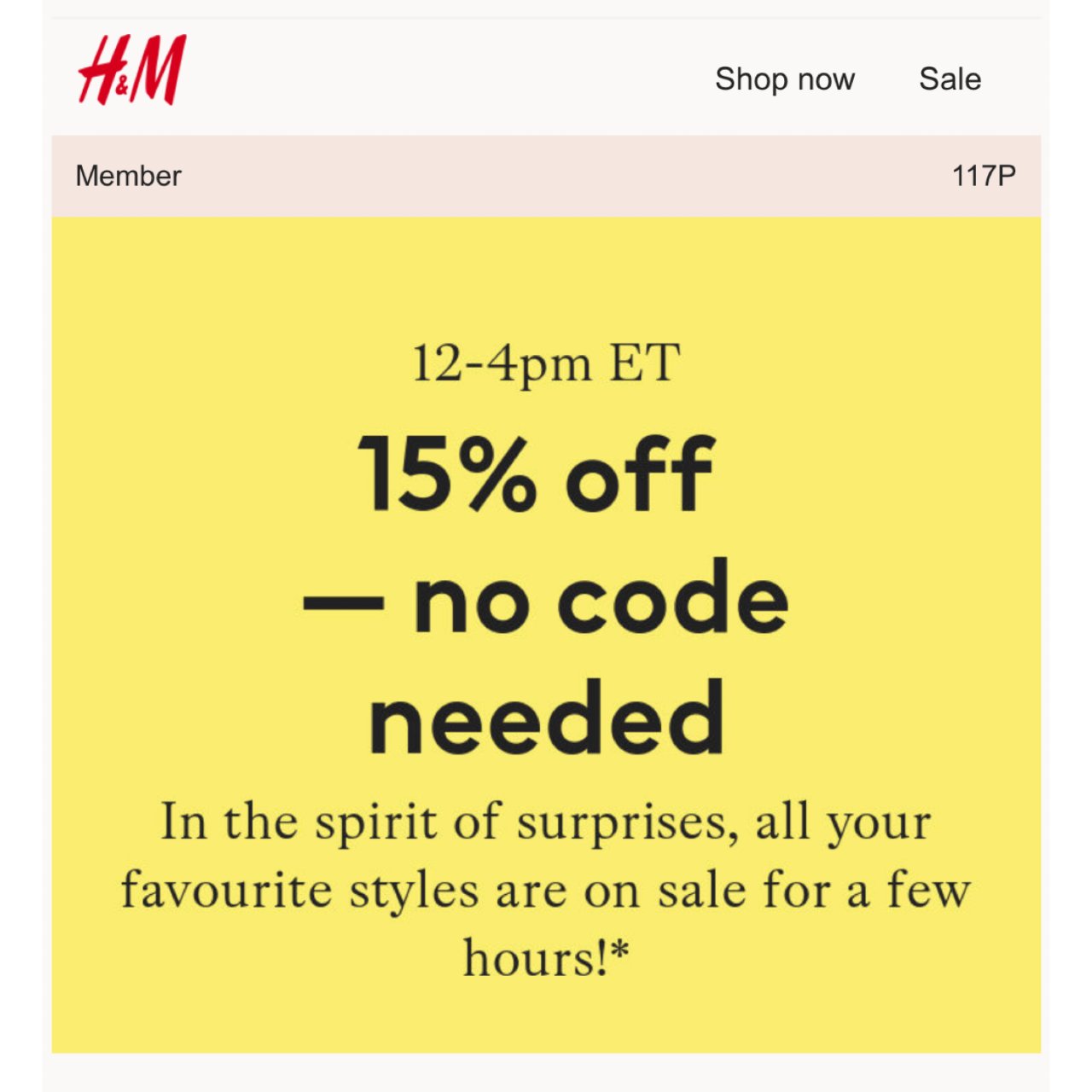 H&M flash sale 85折