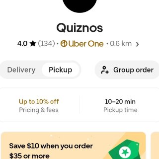 uber eats Quiznos de...