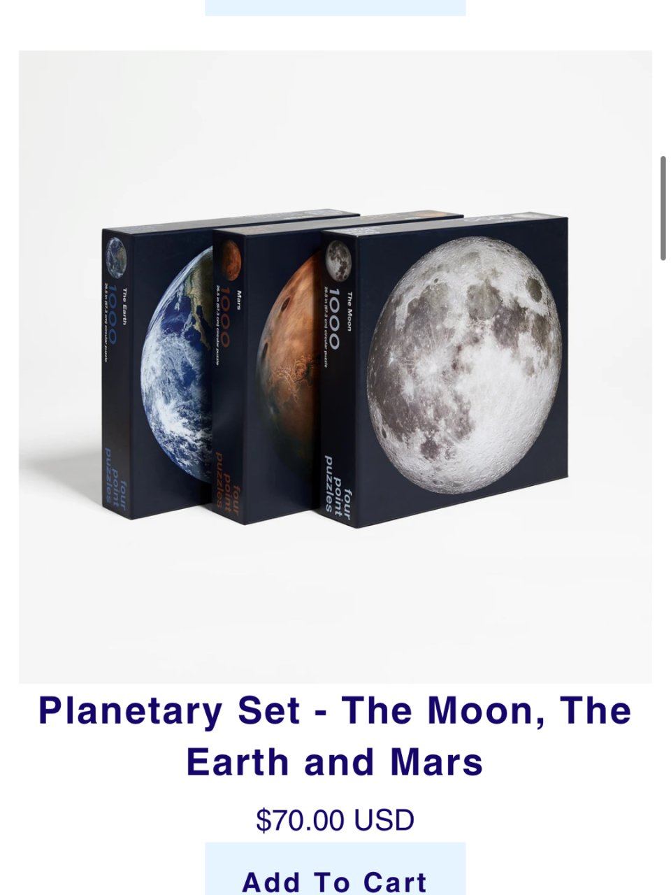 Planetary Set - The Moon, The Earth and Mars – Four Point Puzzles,Four point