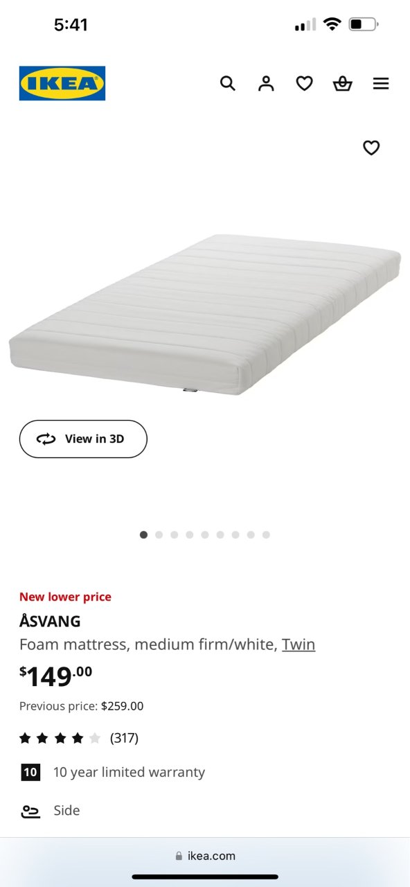 IKEA twin mattress o...