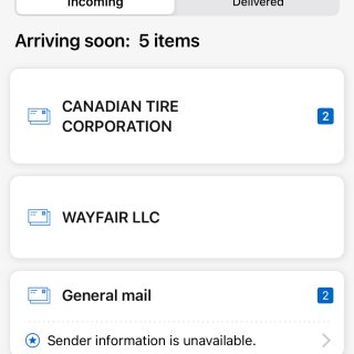 Canada post的MyMail功能...