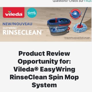 vileda 微力达,Product Review Opportunity for: Vileda® EasyWring RinseClean Spin Mop System