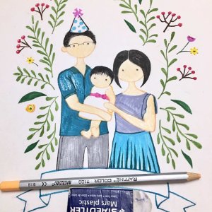 用了水彩,彩笔,彩铅.为朋友画的生日礼物