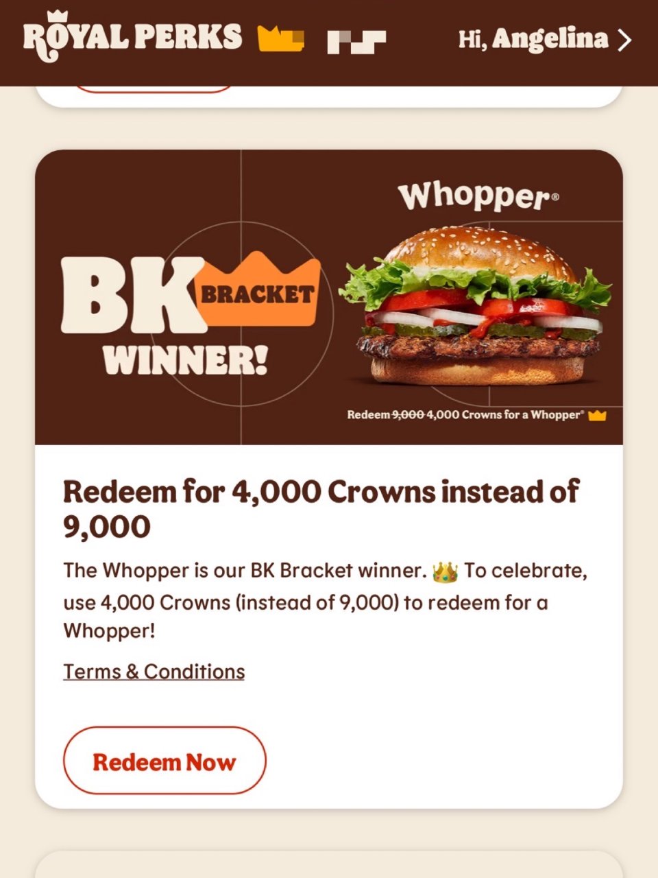 burger king 4000积分兑换...